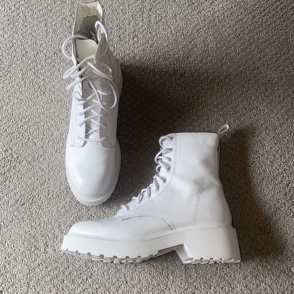 New! Steve Madden White Combat Boots
